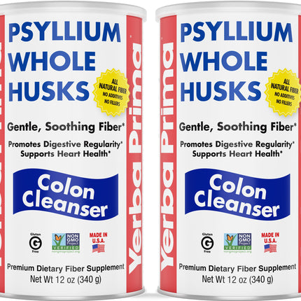 Yerba Prima Psyllium Whole Husks Pack of 2 – All Natural Fiber, Gluten Free, Non-GMO, Made in USA