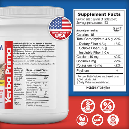 Yerba Prima Psyllium Whole Husks 20 oz – Colon Cleanse & Gut Health