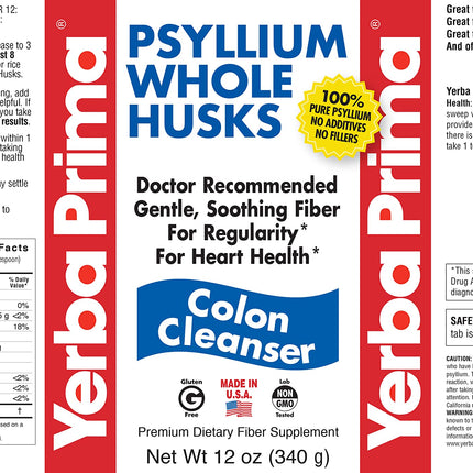 Yerba Prima Psyllium Whole Husks Colon Cleanser – 12 oz (Pack of 3)