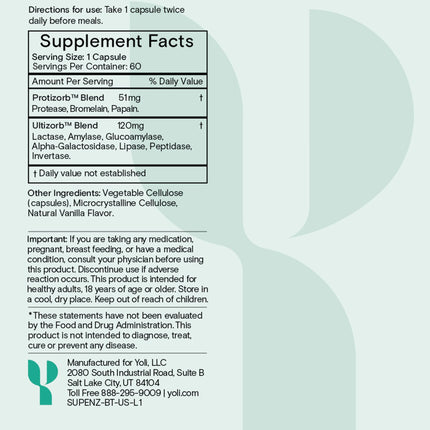 Yoli® Enzyme – Digestive Enzymes & Gut Health Supplement (60 Count)