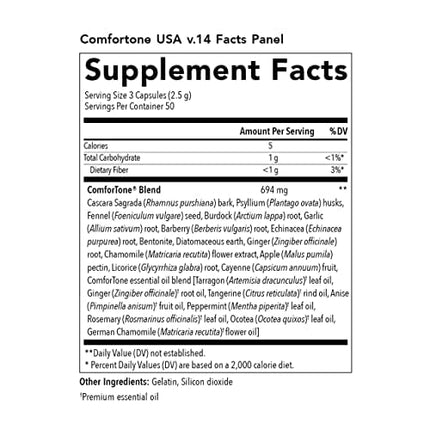 Young Living ComforTone Capsules - Natural Digestive Support with Cascara Sagrada, Psyllium, Ginger & Tarragon (150 Capsules)