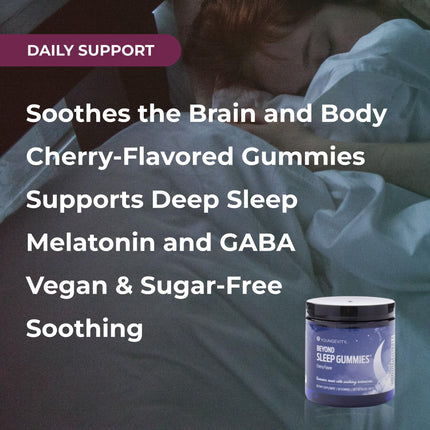 Youngevity Beyond Sleep Gummies – Melatonin, GABA & Chamomile | Tart Cherry, 60 Vegan, Sugar-Free