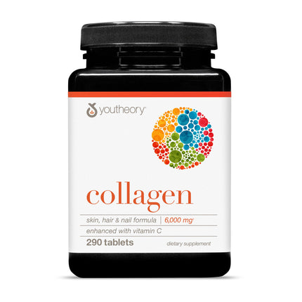 Youtheory Advanced Collagen 6000 mg with Vitamin C & Amino Acids - 290 Tablets (48-Day) | Hair, Skin, Nails, Joints