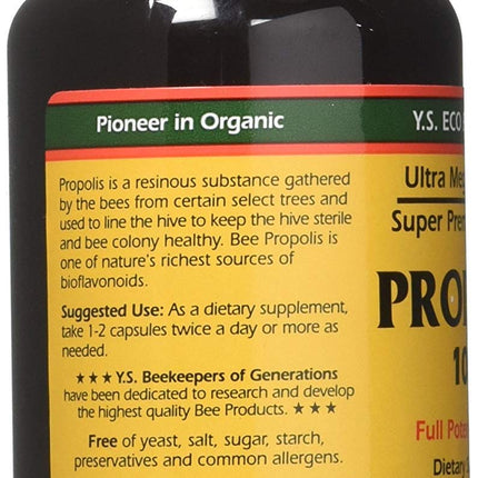 YS Eco Bee Farms Propolis 1000-90 Caps (Pack of 4) | Nutritional Supplement