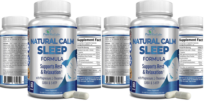 YUMMYVITE Natural Calm Sleep Aid – Magnesium, L-Theanine, Melatonin | 60 Capsules (Pack of 2) Non-GMO
