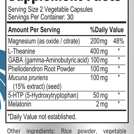 YUMMYVITE Natural Calm Sleep Aid – Magnesium, L-Theanine, Melatonin | 60 Capsules (Pack of 2) Non-GMO