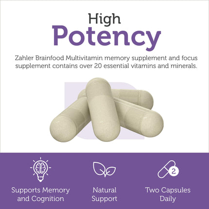 Zahler Multivitamin Brain Supplement (60 Count) – Kosher Brainfood with Lion's Mane & NeuroFactor