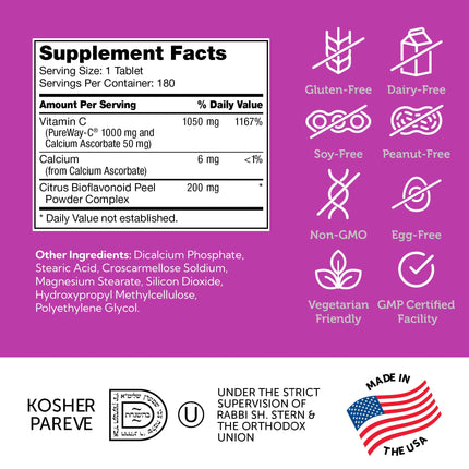 Zahler Vitamin C 1000mg with Bioflavonoids – Immune Support (180 Count)