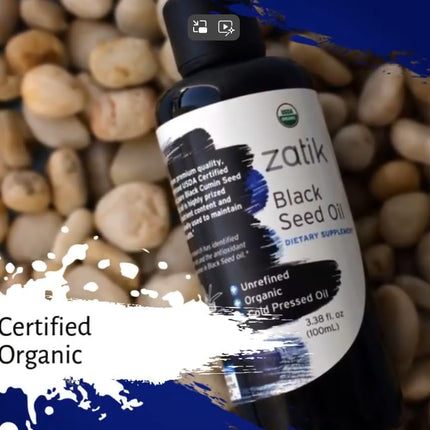 Zatik Naturals Black Cumin Seed Oil – Organic, Cold-Pressed, USDA Organic, 3.38 fl oz (100 mL)