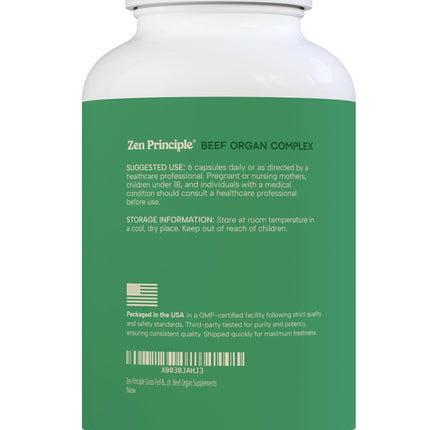 Zen Principle Grass-Fed Beef Organs Supplement – Desiccated Liver, Heart, Kidney & More | 2-Pack NZ Pasture-Raised