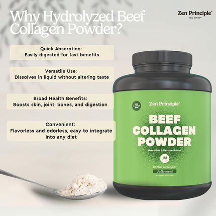 Zen Principle Grass-Fed Collagen Peptides 5 lb – Anti-Aging Protein Powder