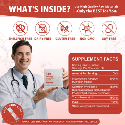 ZOROAHER 1000mg NAD+ Liquid Supplement – High-Potency NR, Resveratrol & PQQ | 2-Pack