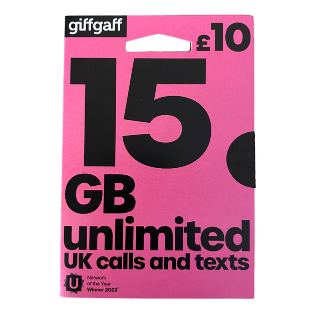 giffgaff Pay As You Go Sim Card - £10