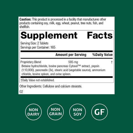 Standard Process Zypan - Digestive Enzyme Support with Pancreatin, Pepsin & HCl | 330 Tablets