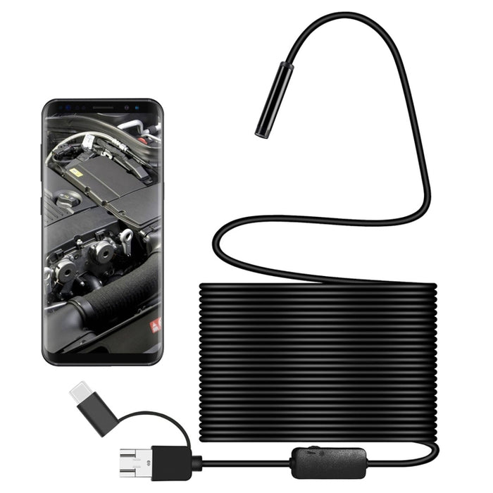 Y101 8mm Spiral Head 3 In 1 Waterproof Digital Endoscope Inspection Camera, Length: 10m Hard Cable(Black)