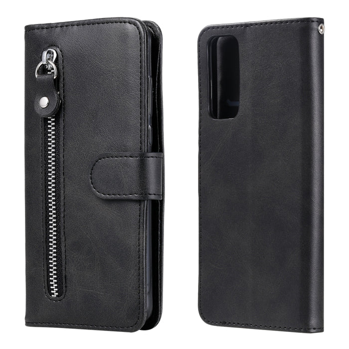 For Huawei P Smart 2021 / Y7a / Honor 10X Lite Fashion Calf Texture Zipper Horizontal Flip Leather Case with Holder & Card Slots & Wallet(Black)