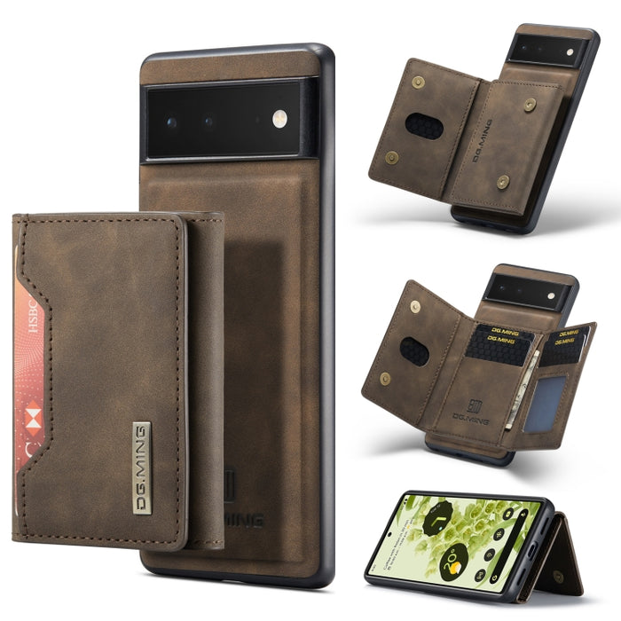 For Google Pixel 6 DG.MING M2 Series 3-Fold Multi Card Bag  Magnetic Phone Case(Coffee)