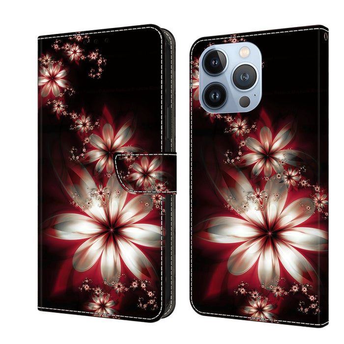 For iPhone 15 Pro Max Crystal 3D Shockproof Protective Leather Phone Case(Fantastic Flower)