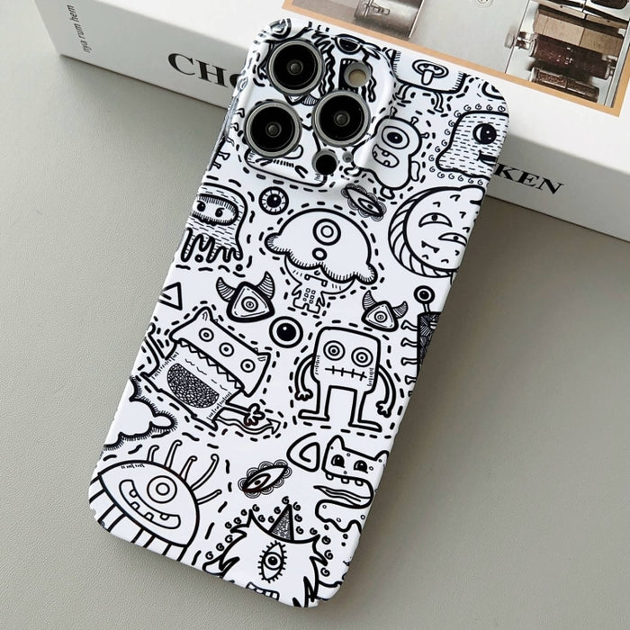 For iPhone 12 Pro Painted Pattern Precise Hole PC Phone Case(Block Monster)