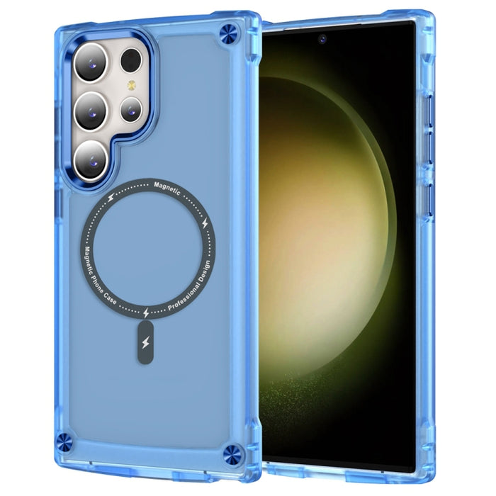 For Samsung Galaxy S23 Ultra 5G Skin Feel TPU  PC MagSafe Magnetic Phone Case(Transparent Blue)