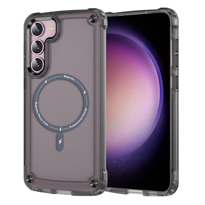 For Samsung Galaxy S22 5G Skin Feel TPU  PC MagSafe Magnetic Phone Case(Transparent Black)