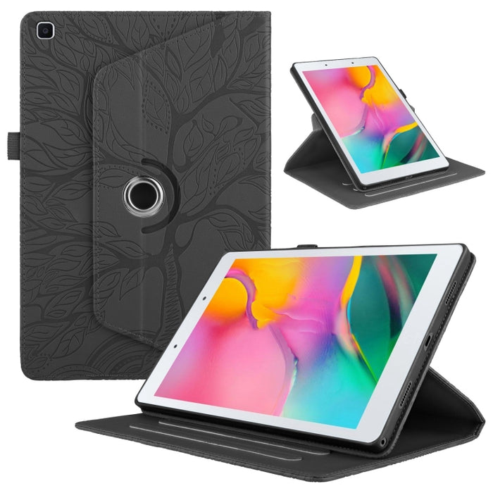 For Samsung Galaxy Tab A 8.0 2019 / T290 Tree Life Embossed Rotation Leather Tablet Case(Black)