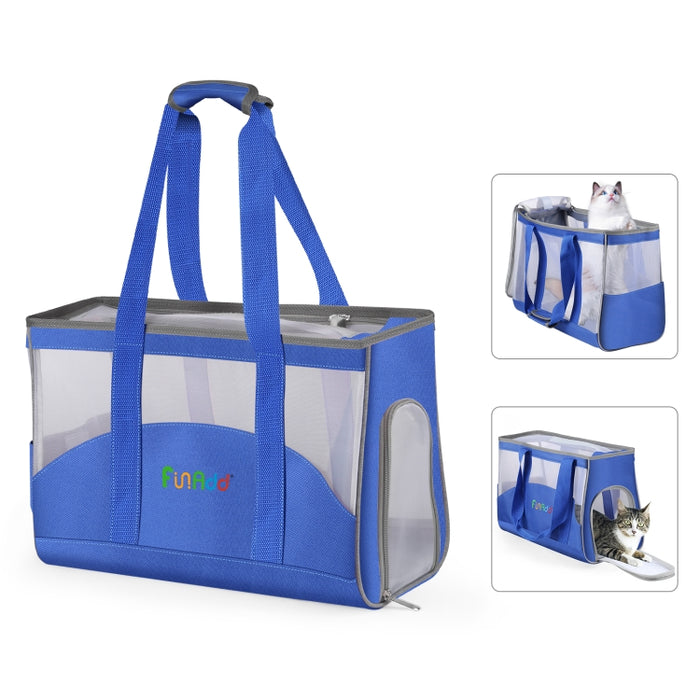 FUNADD Portable Breathable Pet Bag Outdoor Shoulder Tote Bag (Blue)