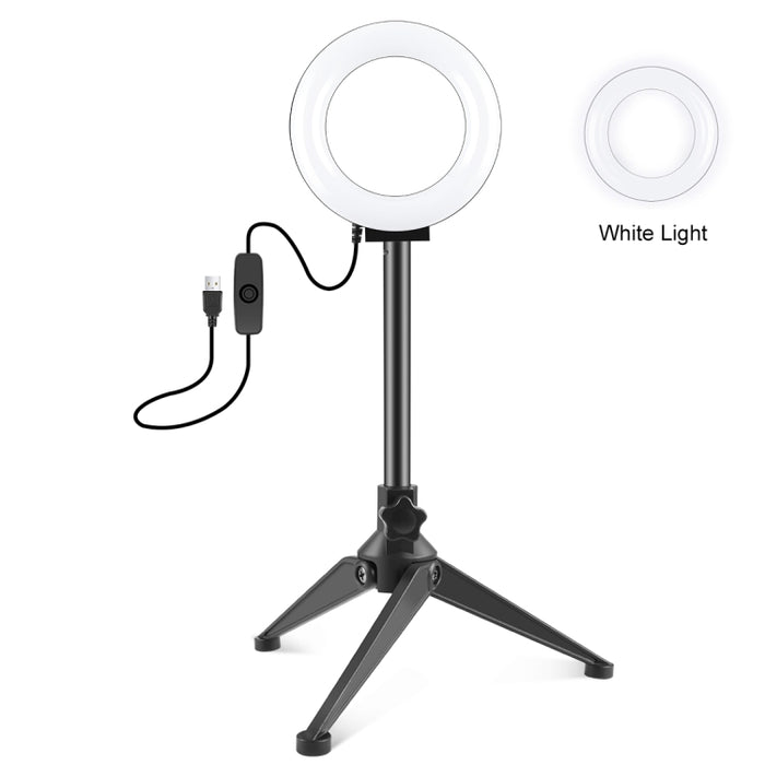 PULUZ 4.7 inch 12cm Ring Light  Desktop Tripod Selfie Stick Mount USB White Light LED Ring Selfie Beauty Vlogging Photography Video Lights Kits(Black)