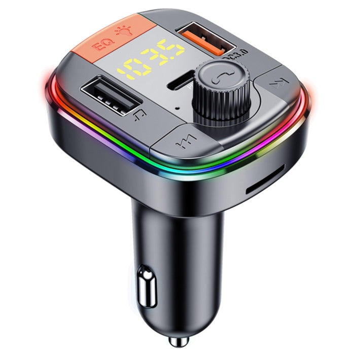 T832 Car Bluetooth FM Transmitter Colorful Light MP3 Player Powerful Quick Charger QC3.0