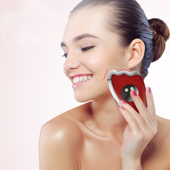 K-SKIN KD817 Facial Scratch Pad Dredge Meridian Soothing Fatigue Scraping Plate Electric Massager Soothing Stress USB Charging(Red)