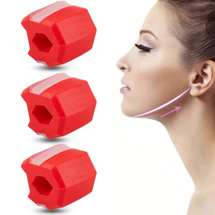 3PCS 6th Generation Masseter Ball Mandibular Trainer Facial Muscle Trainer Silicone Face-Lifting Device(Red)
