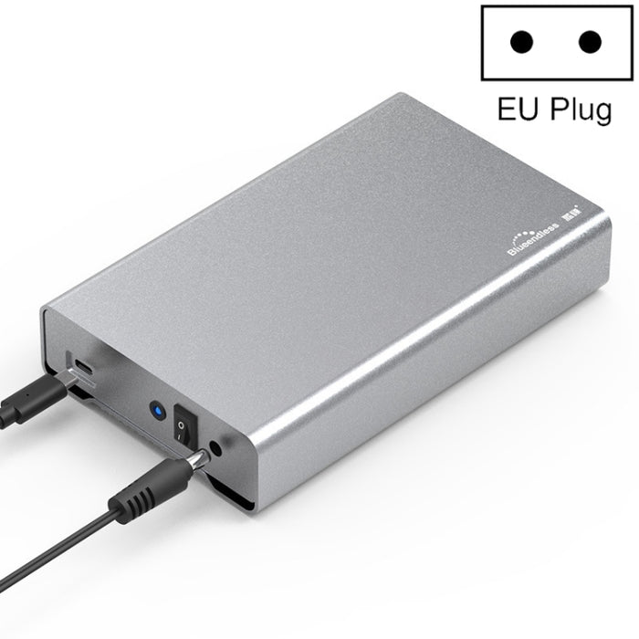Blueendless U35Q 3.5 Inch Full Metal Mobile Hard Disk Box Type-C/Usb3.0 SATA Serial Desktop PC External Hard Disk Box EU Plug (TYPE-C)
