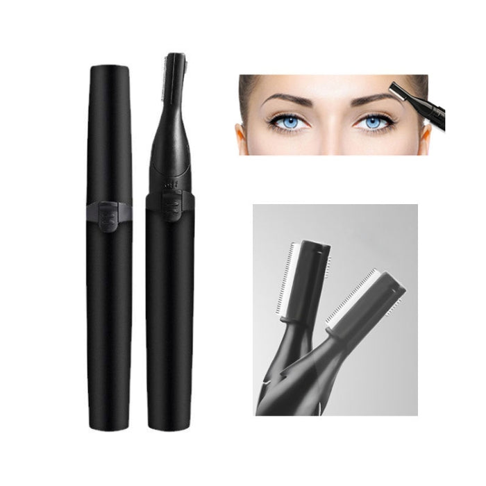 Double Cutter Head Electric Eyebrow Trimmer Epilator Children Hair Clipper(Black)