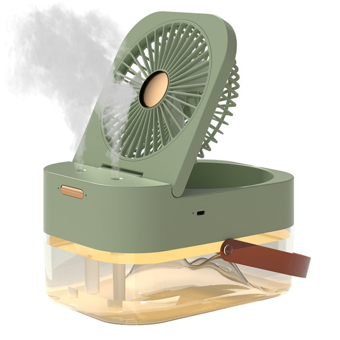 Rechargeable 4000mAh 2.5L Dual Spray Humidifying Fan with Ambient Light Aroma Diffuser(Green)