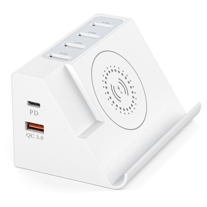 PD 20W +QC 3.0 Wireless Charging+6 Ports Multi-function Charger(EU Plug)