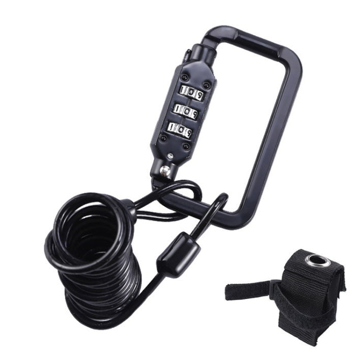 Universal Safety Code Wire Rope Helmet Lock for Motorcycles Bicycles, Black+Storage Bag