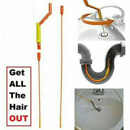 Drain Cleaner Plus Hair Clog Removal Tool Unclog Sink Tub Pipe Kitchen Bath Rod